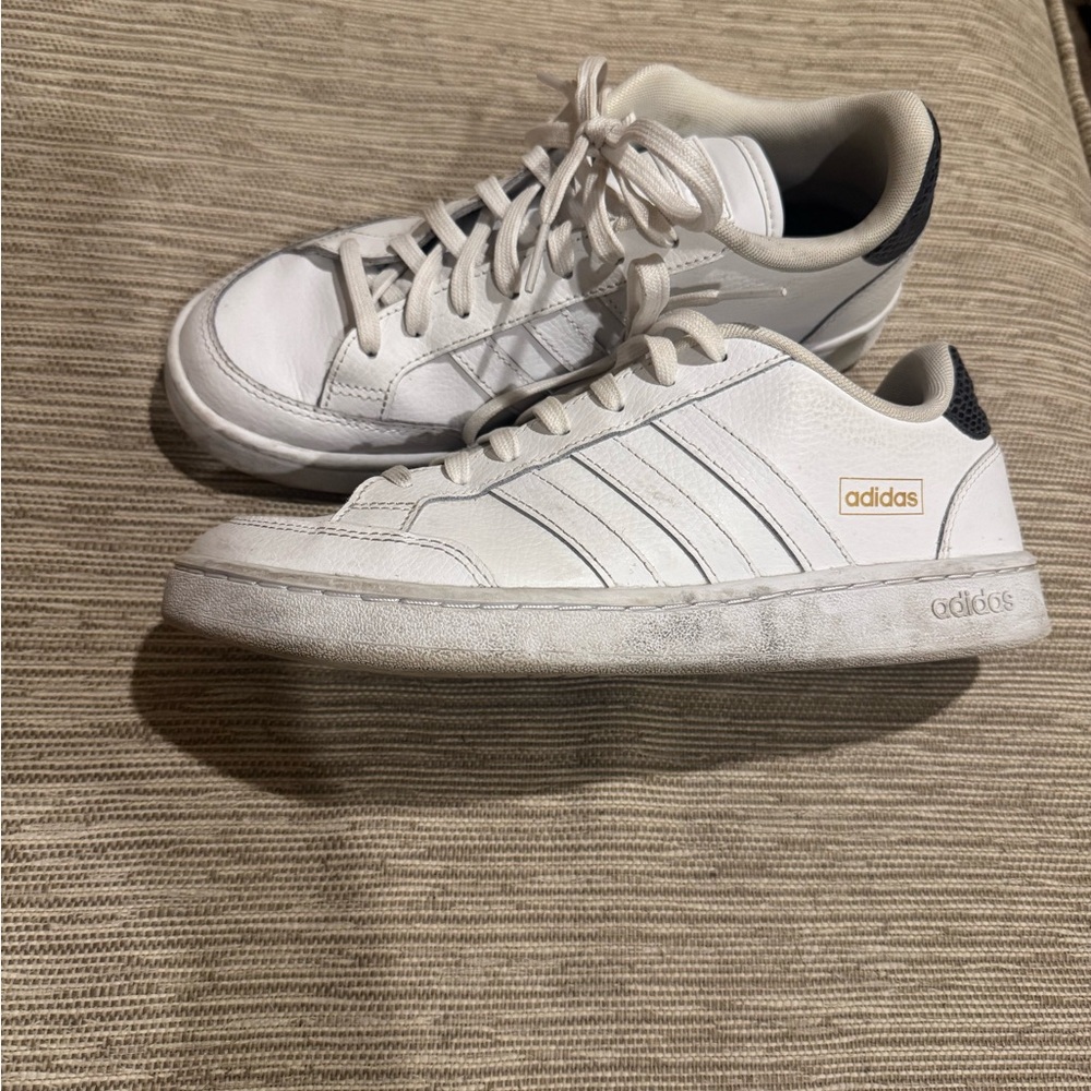 adidas White Sneakers with Black Heel Accent